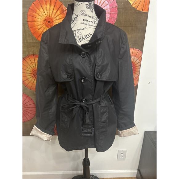 H&M Belted Trench Coat W/Pink Lining & Cuffs Dark Academia Chic Streetwear Sz 14 - Picture 2 of 8
